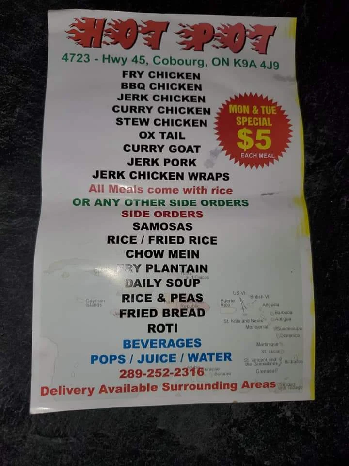Menu, Hot Pot Restaurant