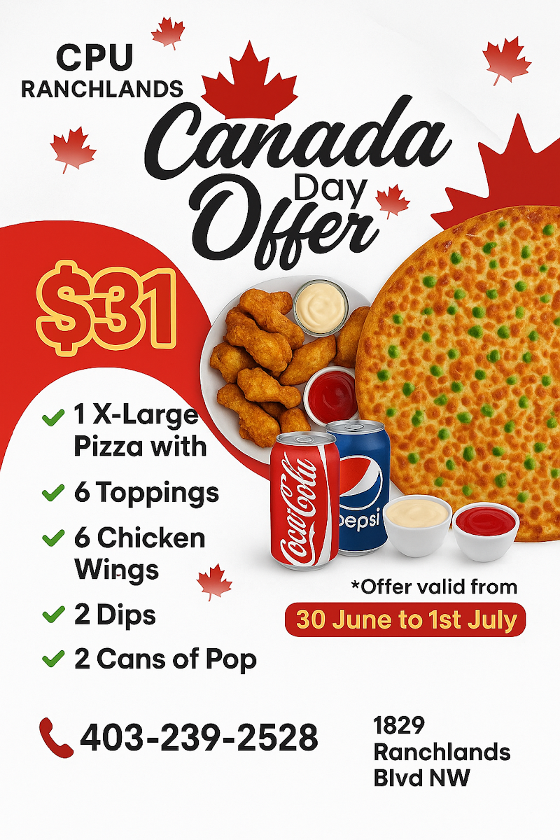 Menu, Canadian Pizza& Fritou