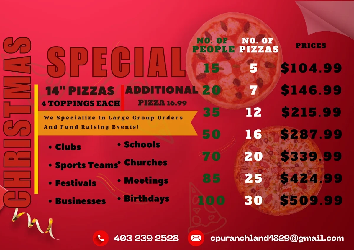 Menu, Canadian Pizza& Fritou
