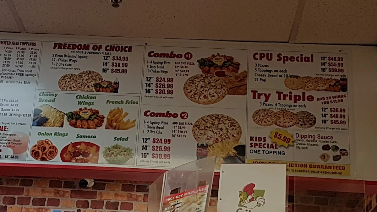 Menu, Canadian Pizza& Fritou