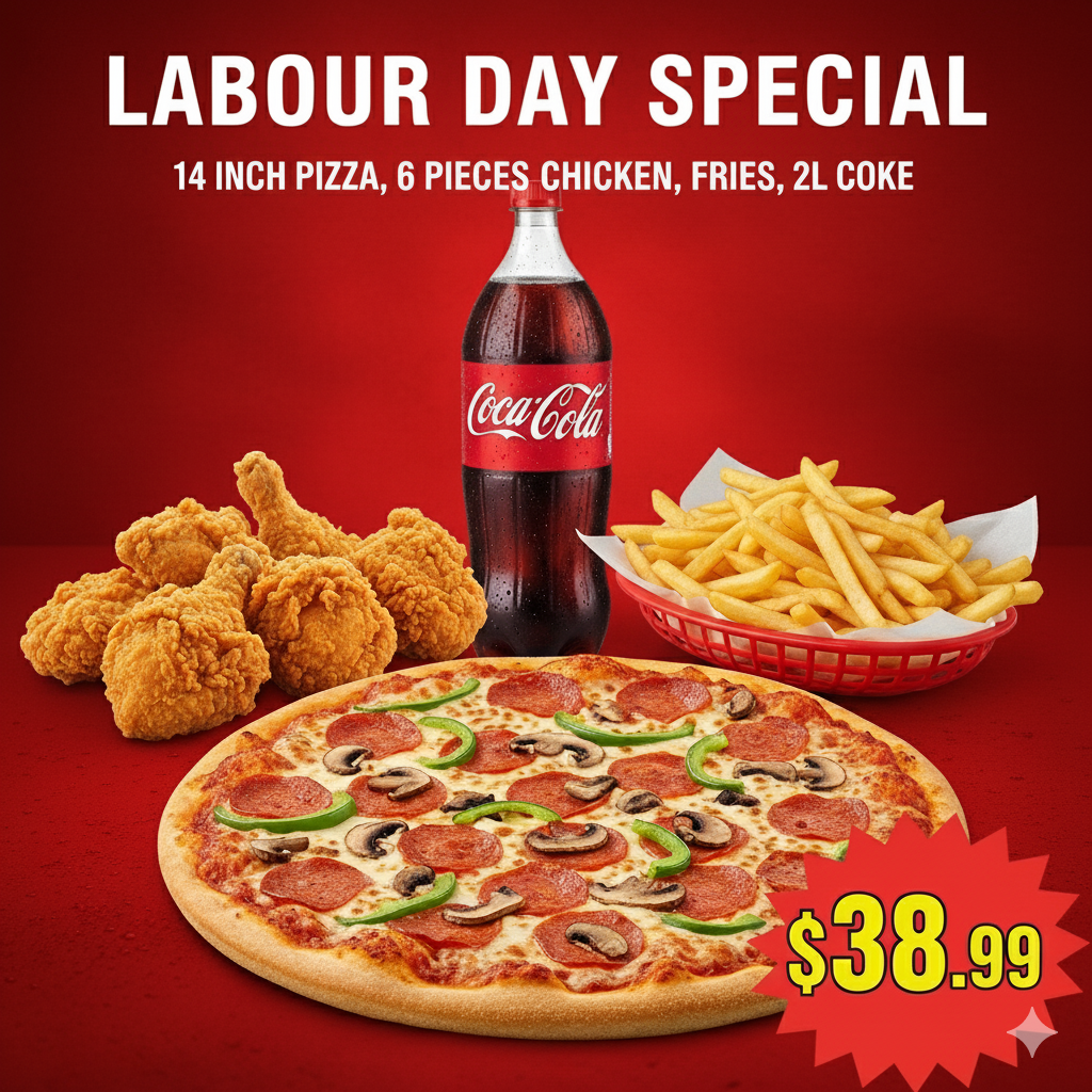 Menu, Canadian Pizza& Fritou