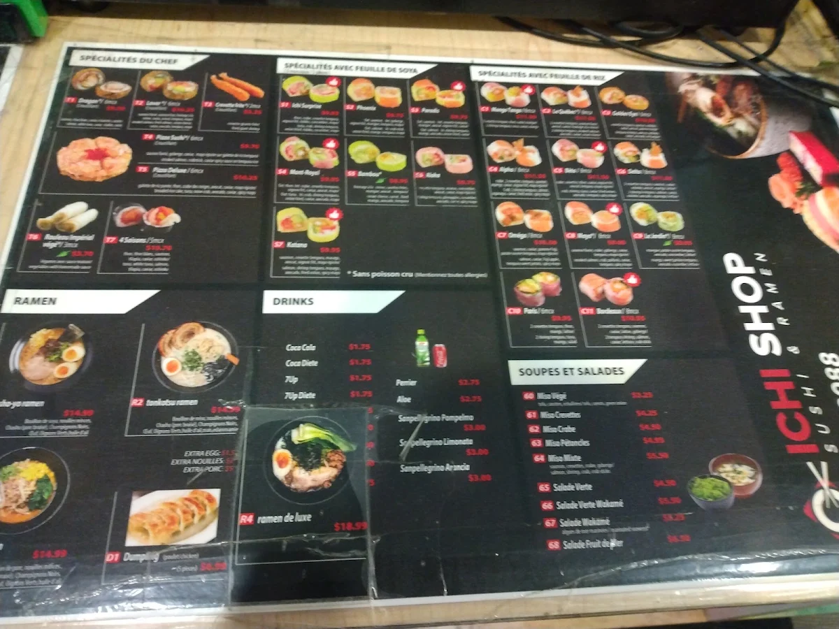 Menu, Ichi Shop & Ramen
