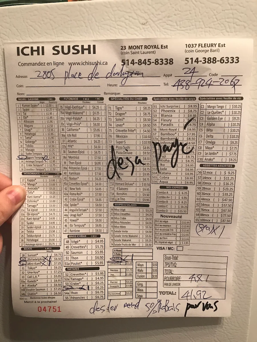 Menu, Ichi Shop & Ramen