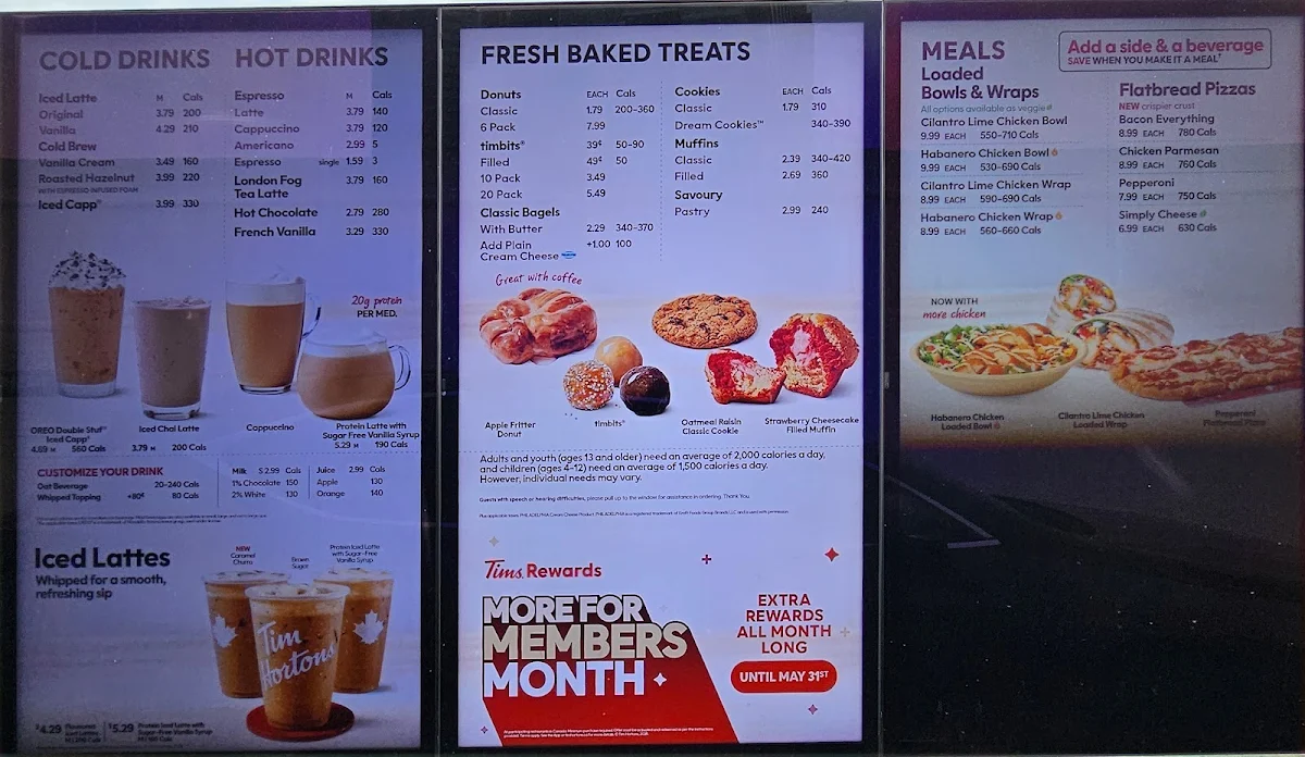 Menu, Tim Hortons
