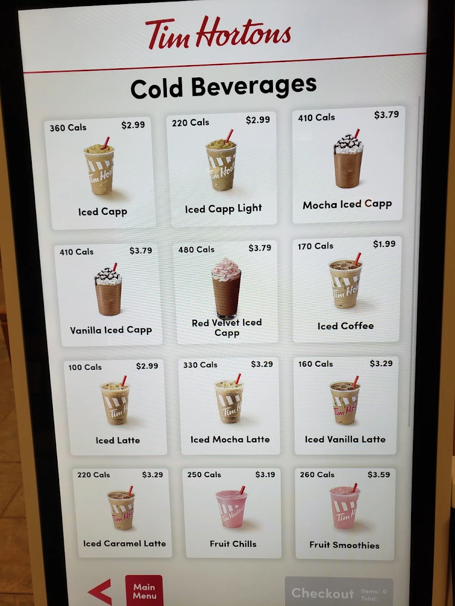 Menu, Tim Hortons