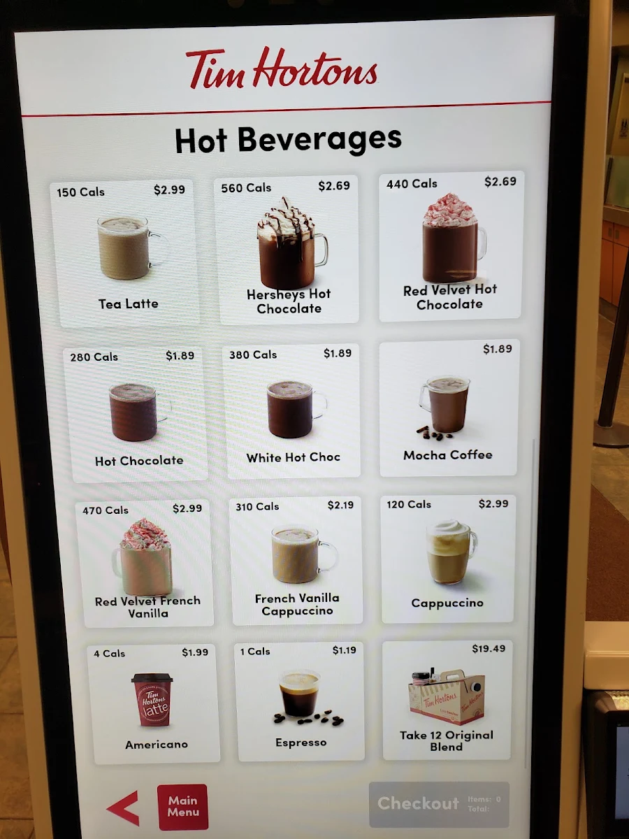 Menu, Tim Hortons