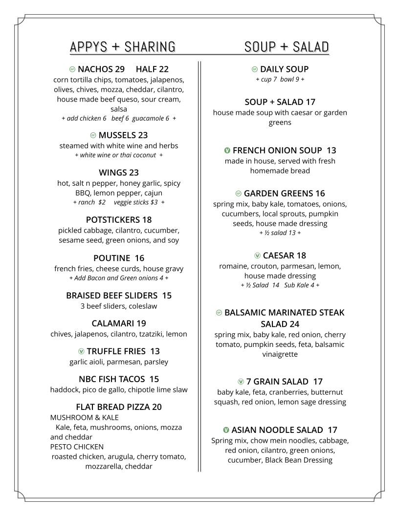 Menu, Jackson's Hole & Grill