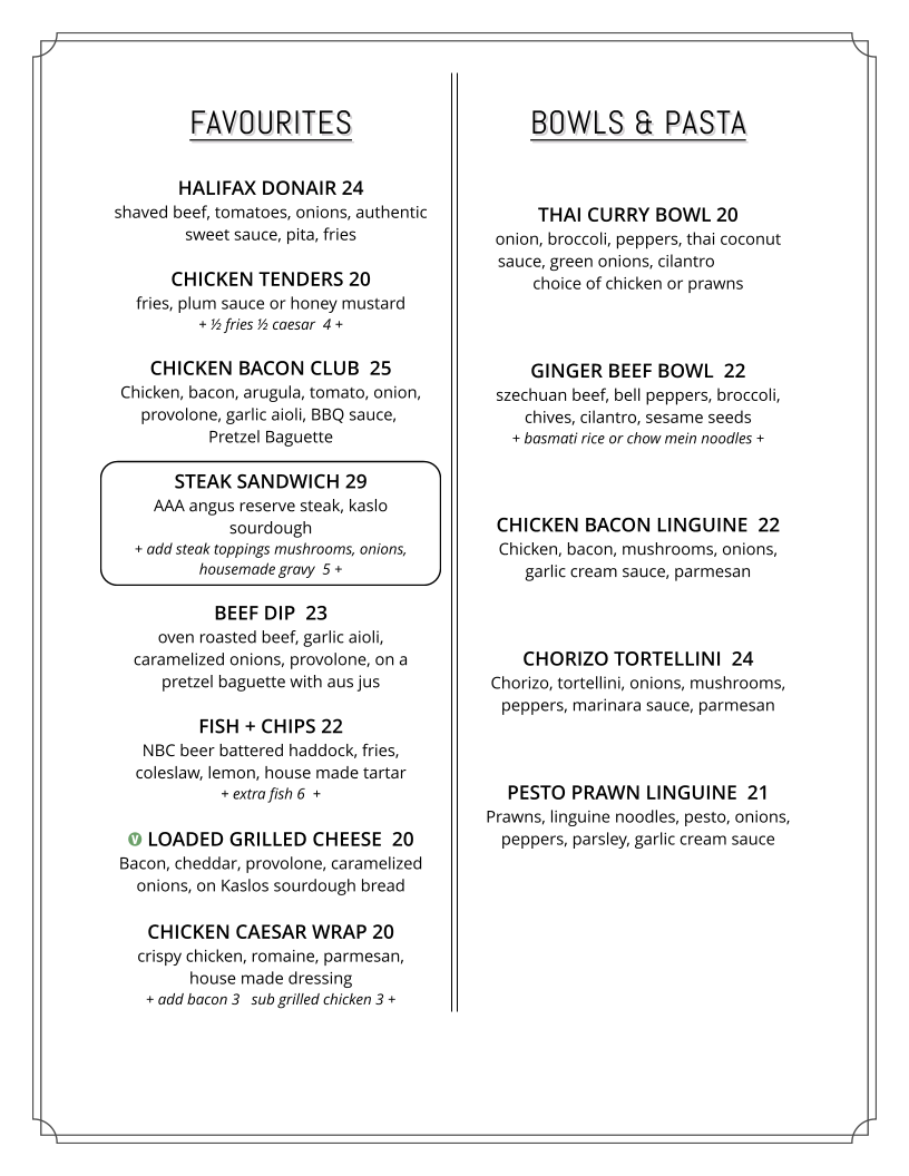 Menu, Jackson's Hole & Grill