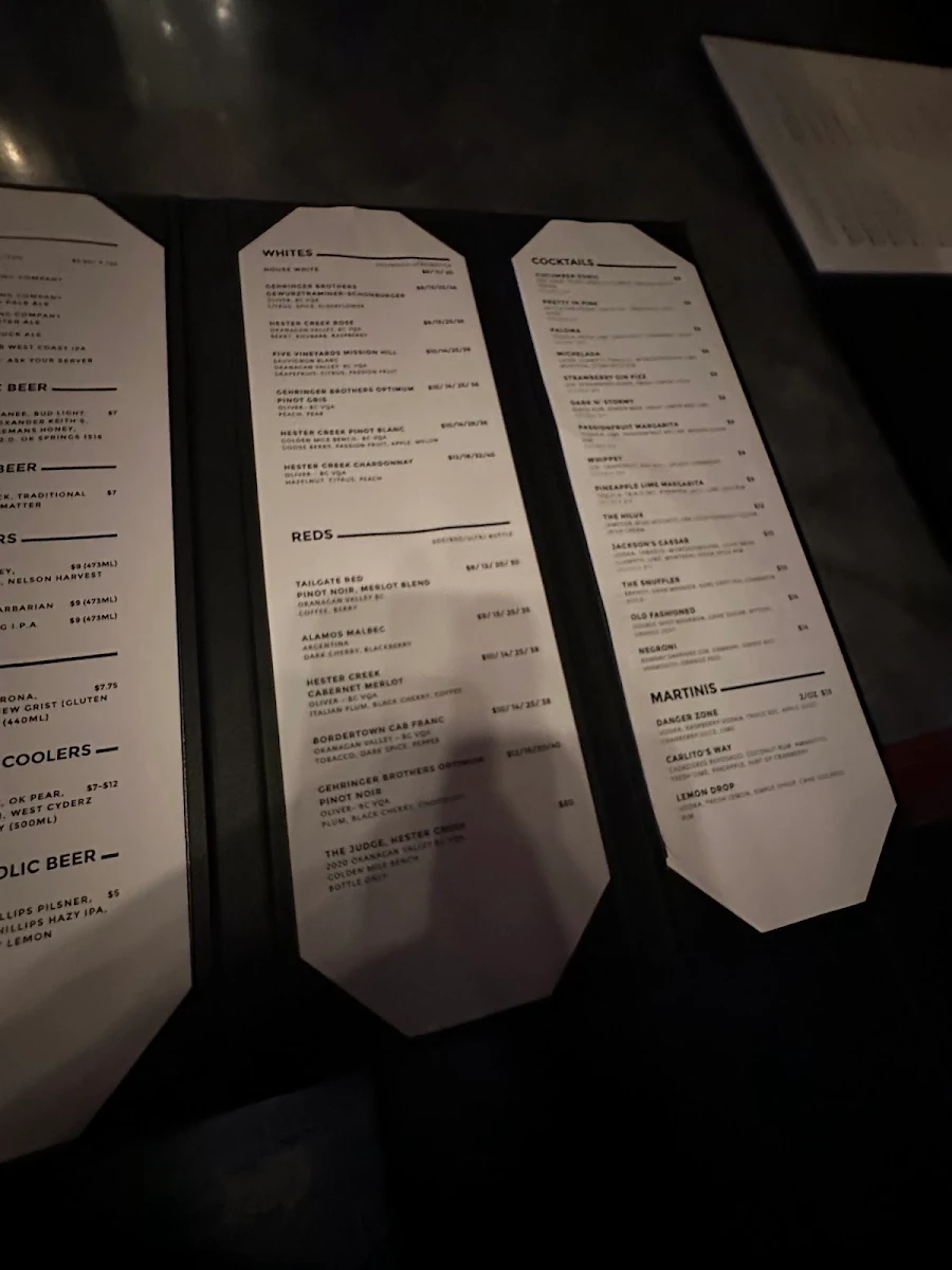 Menu, Jackson's Hole & Grill