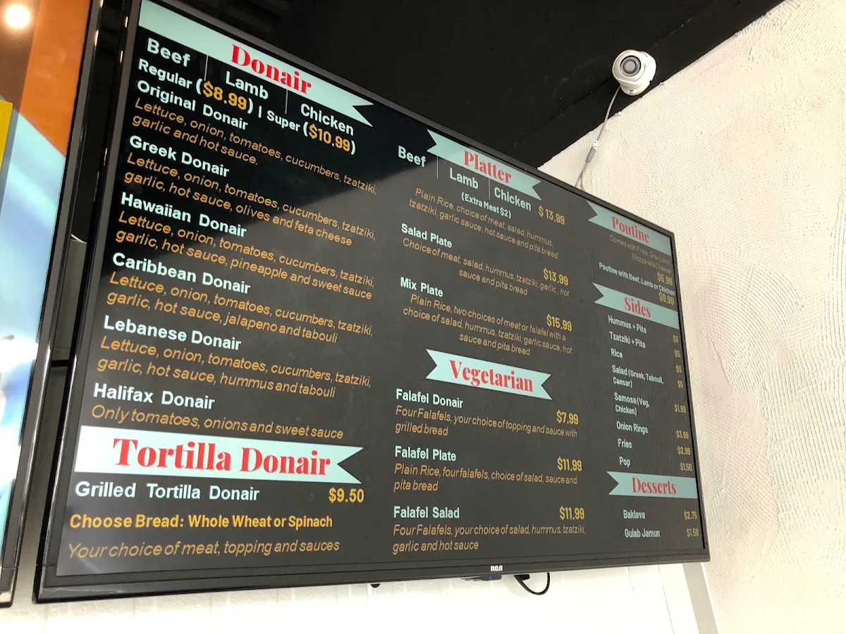 Menu, Mission Donair Shack