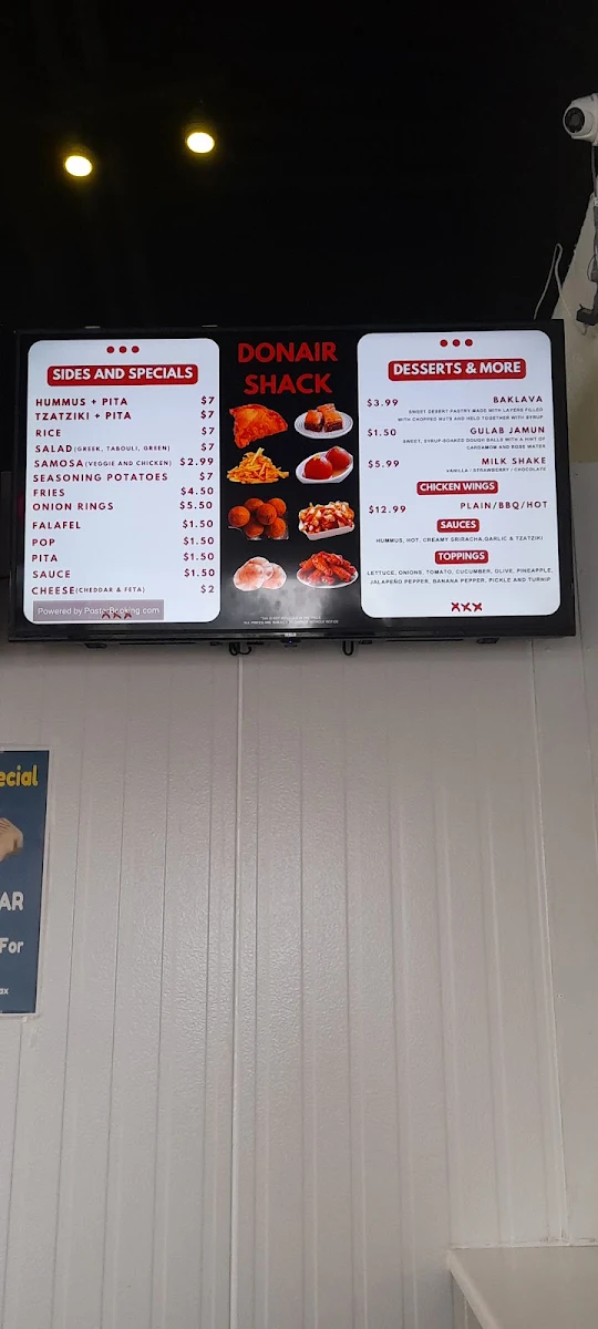 Menu, Mission Donair Shack