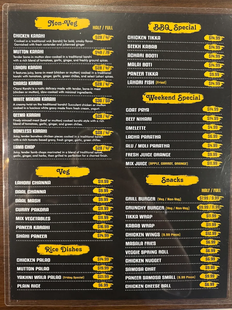 Menu, BBQ Night & Party Lounge
