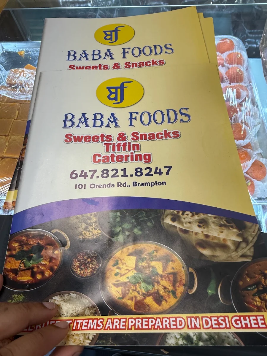 Menu, Baba Foods Sweets & Snacks