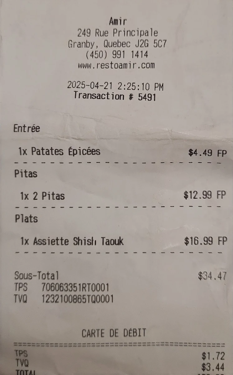 Menu, Amir
