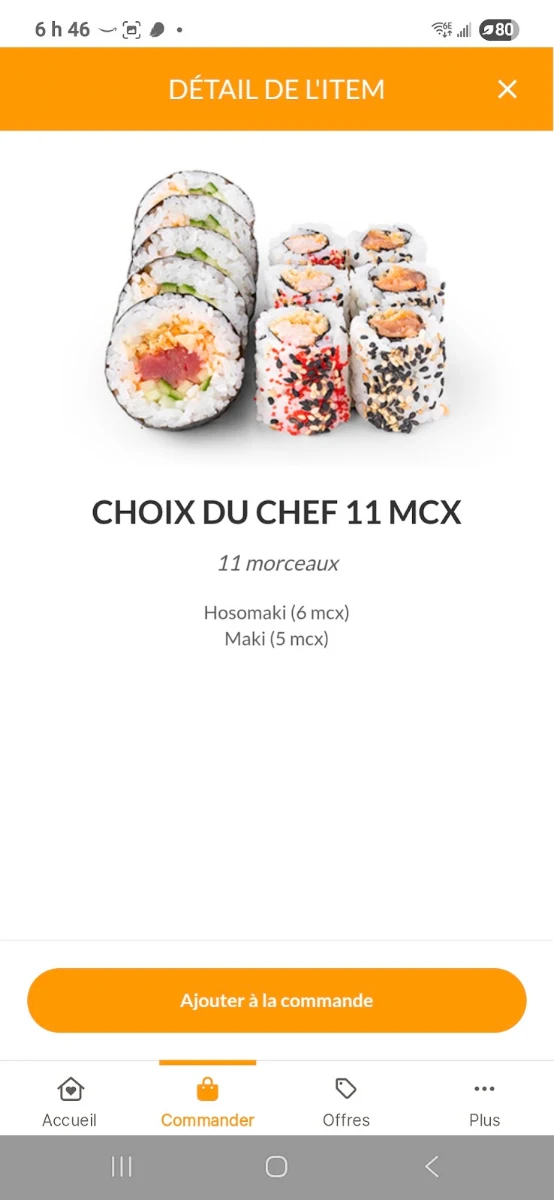 Menu, Yuzu sushi