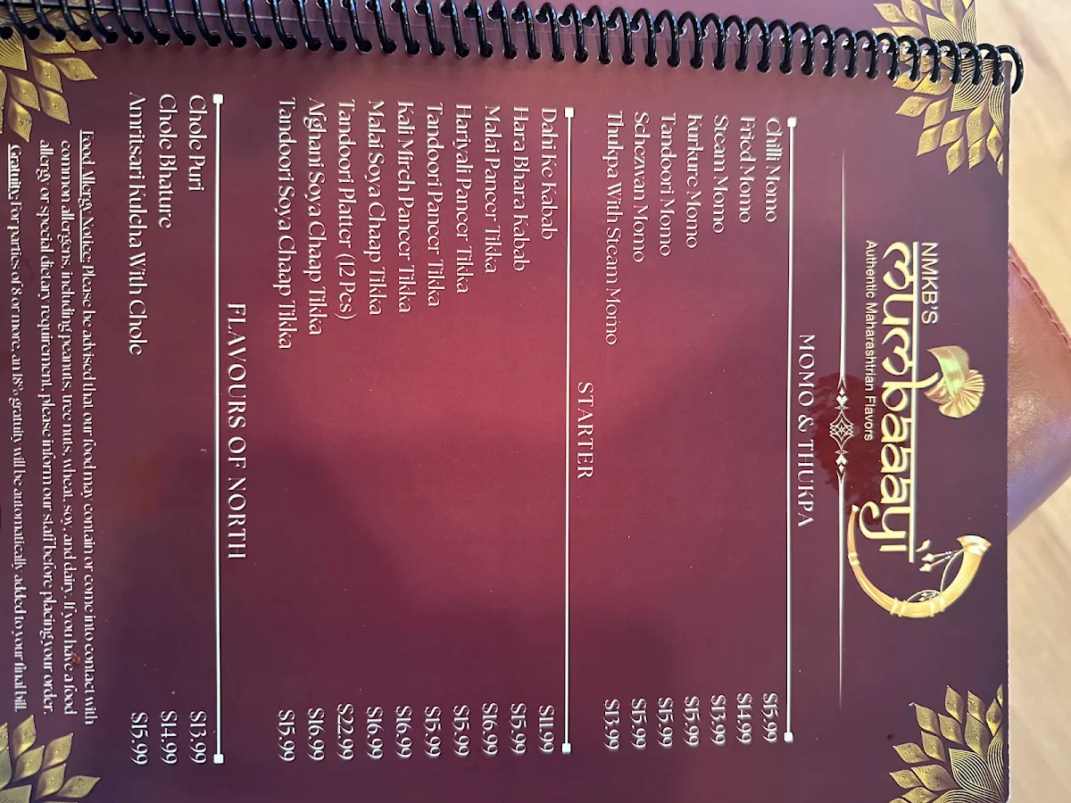 Menu, Mumbaaayi | Pure Veg Indian Restaurant Calgary