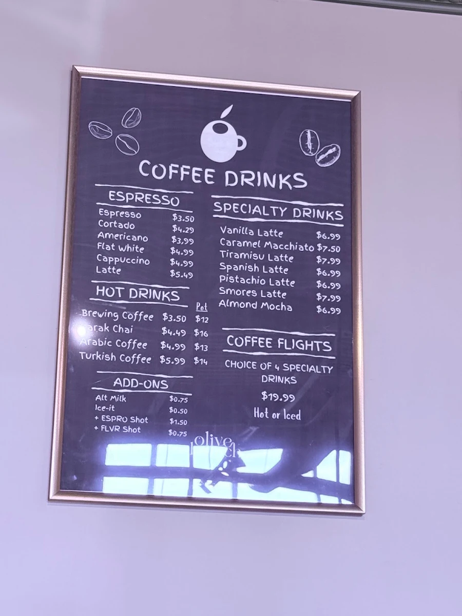 Menu, Olive Branch Cafe