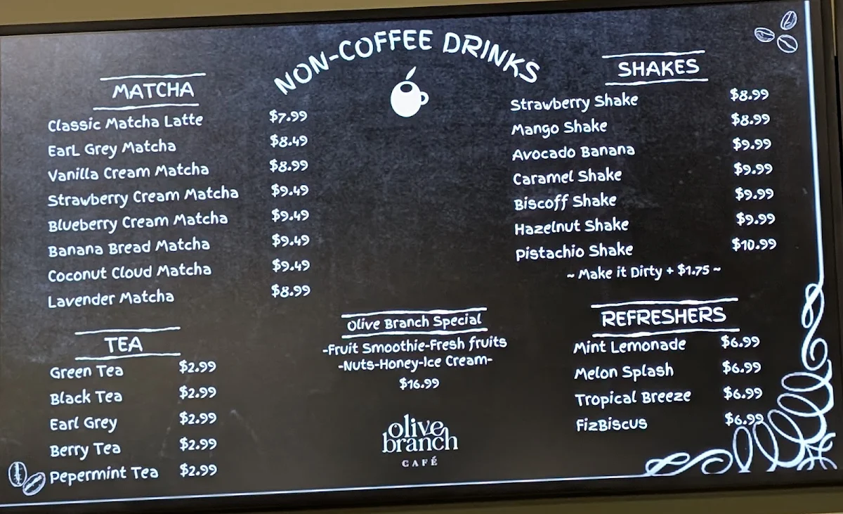 Menu, Olive Branch Cafe