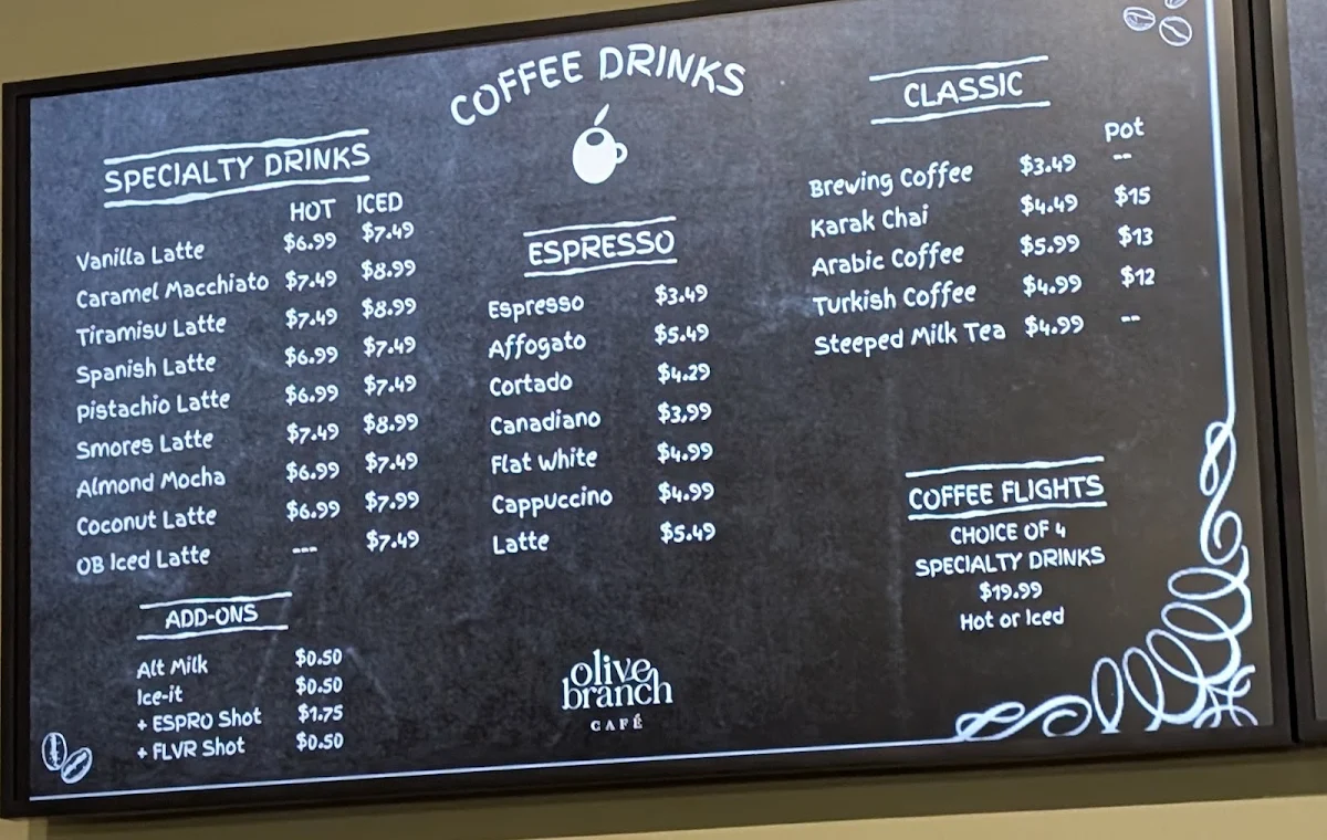 Menu, Olive Branch Cafe