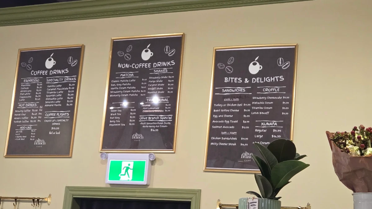 Menu, Olive Branch Cafe