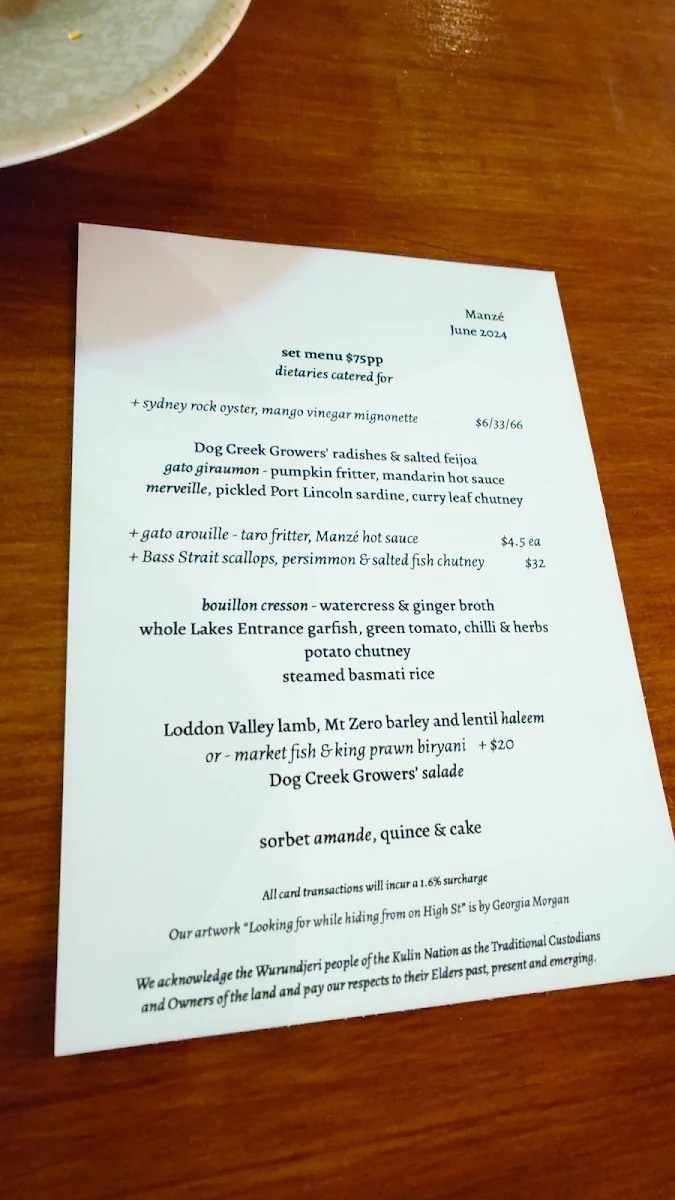 Menu, Manze
