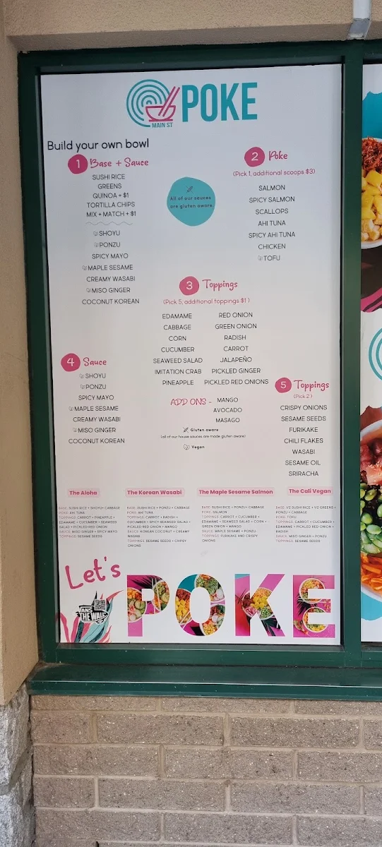 Menu, Main Street Poke