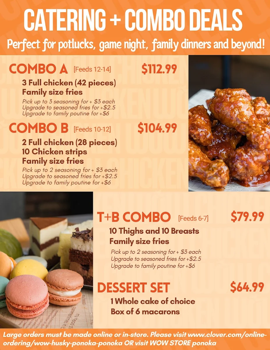 Menu, WOW Chicken (Ponoka)
