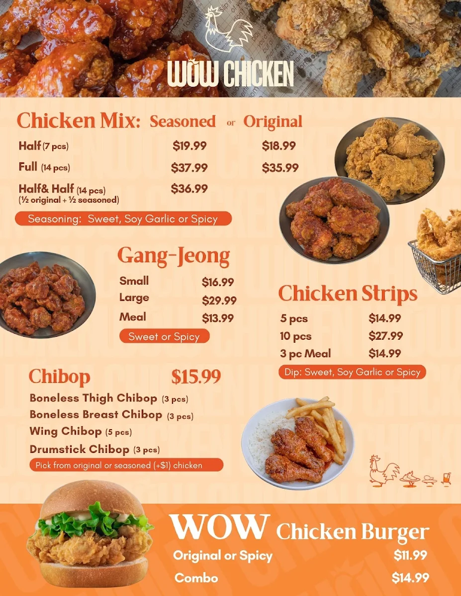 Menu, WOW Chicken (Ponoka)