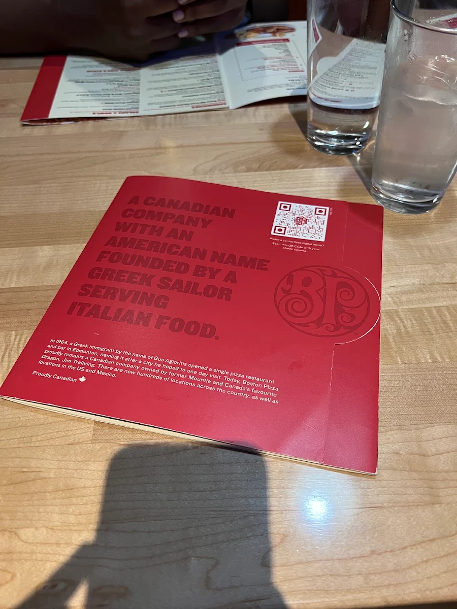 Menu, Boston Pizza