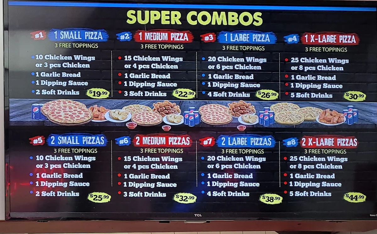 Menu, Triple Triple Pizza & Chicken