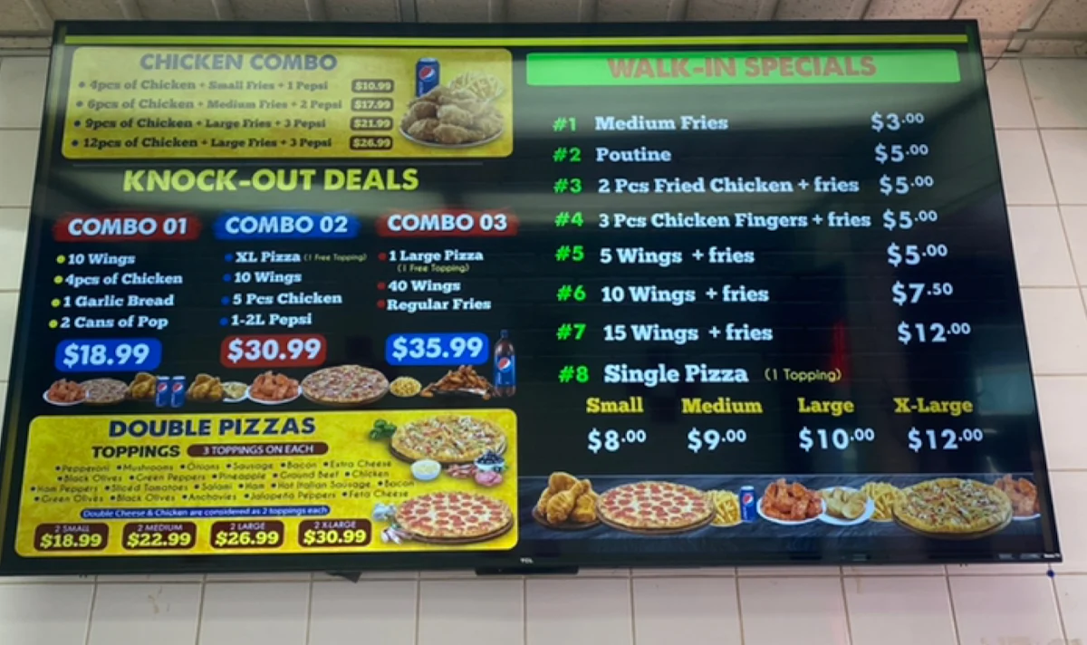 Menu, Triple Triple Pizza & Chicken