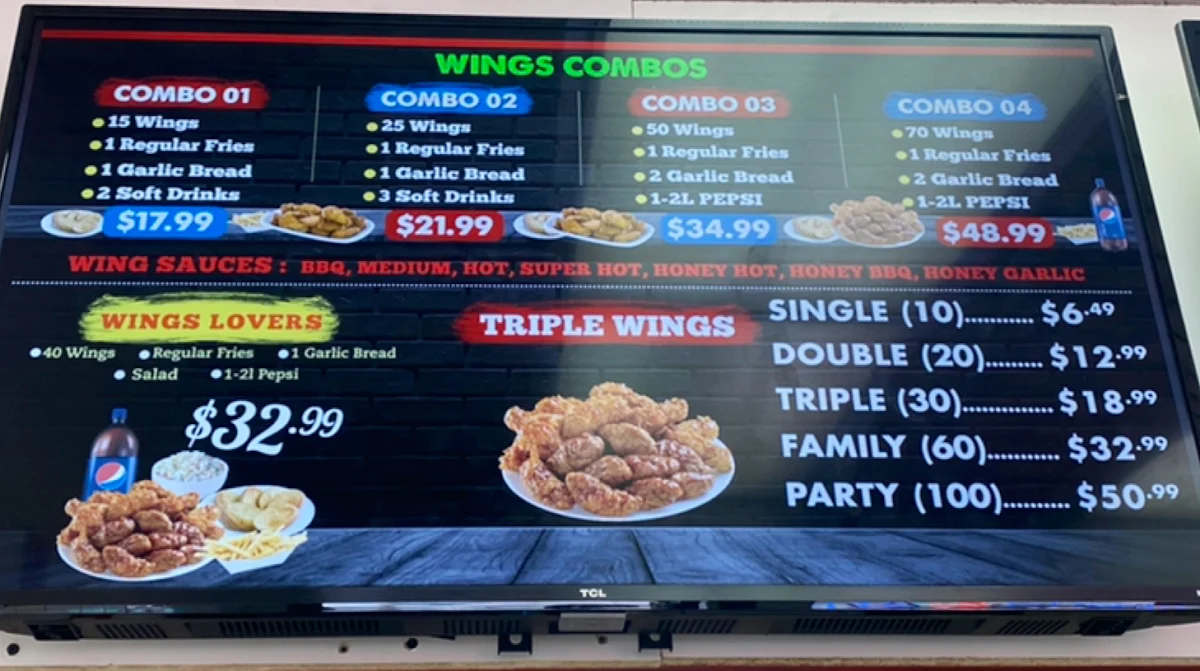 Menu, Triple Triple Pizza & Chicken