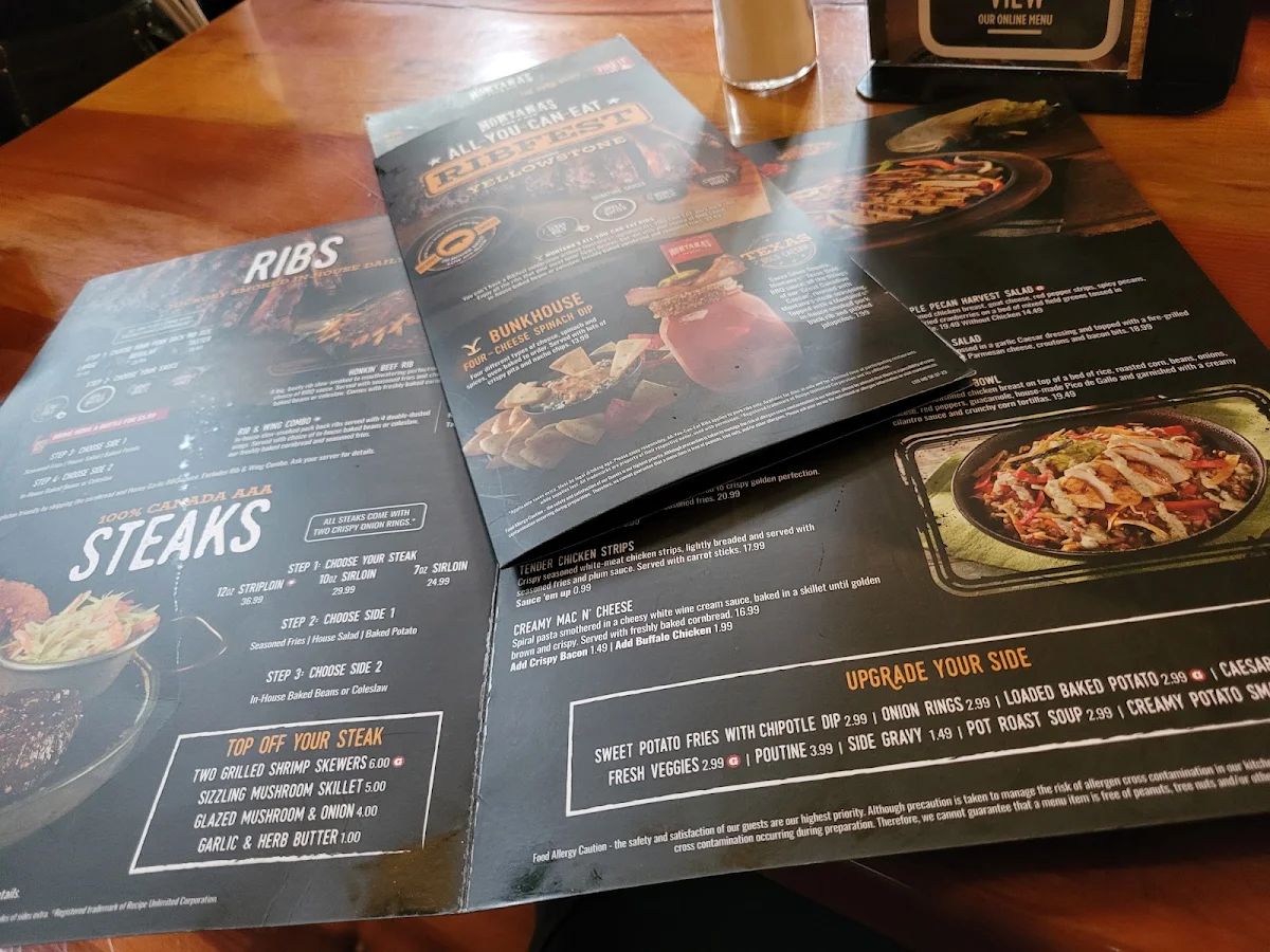 Menu, Montana’s BBQ & Bar