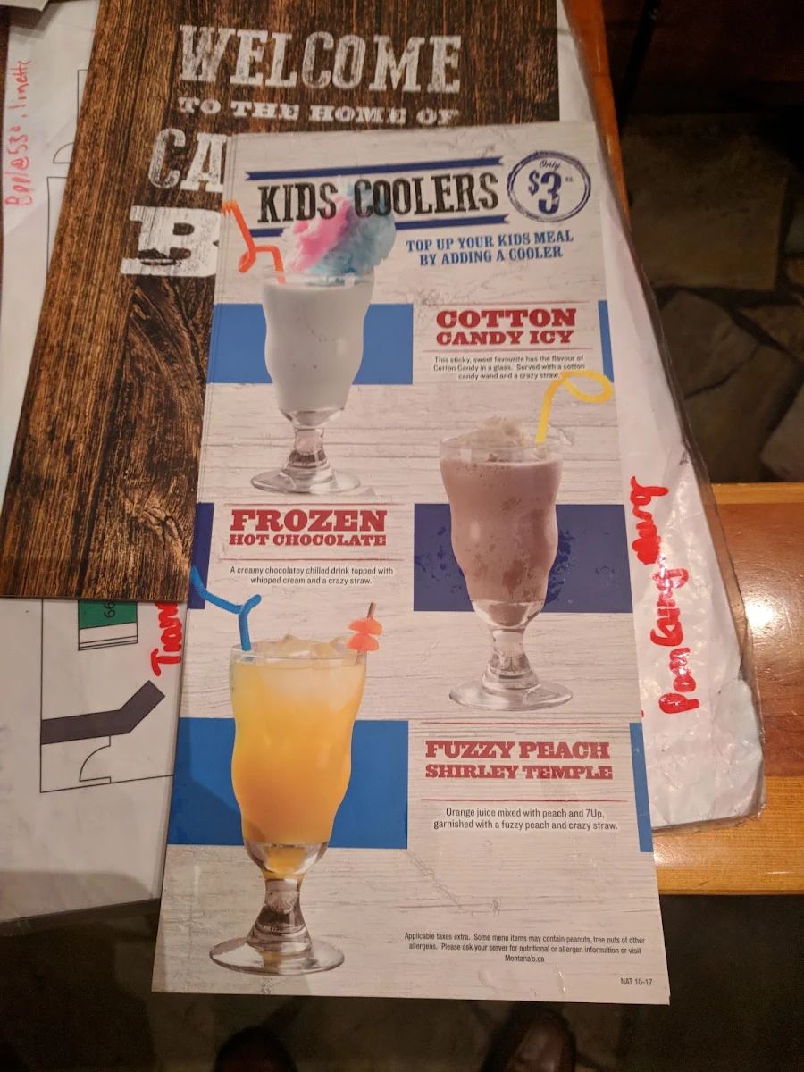Menu, Montana’s BBQ & Bar