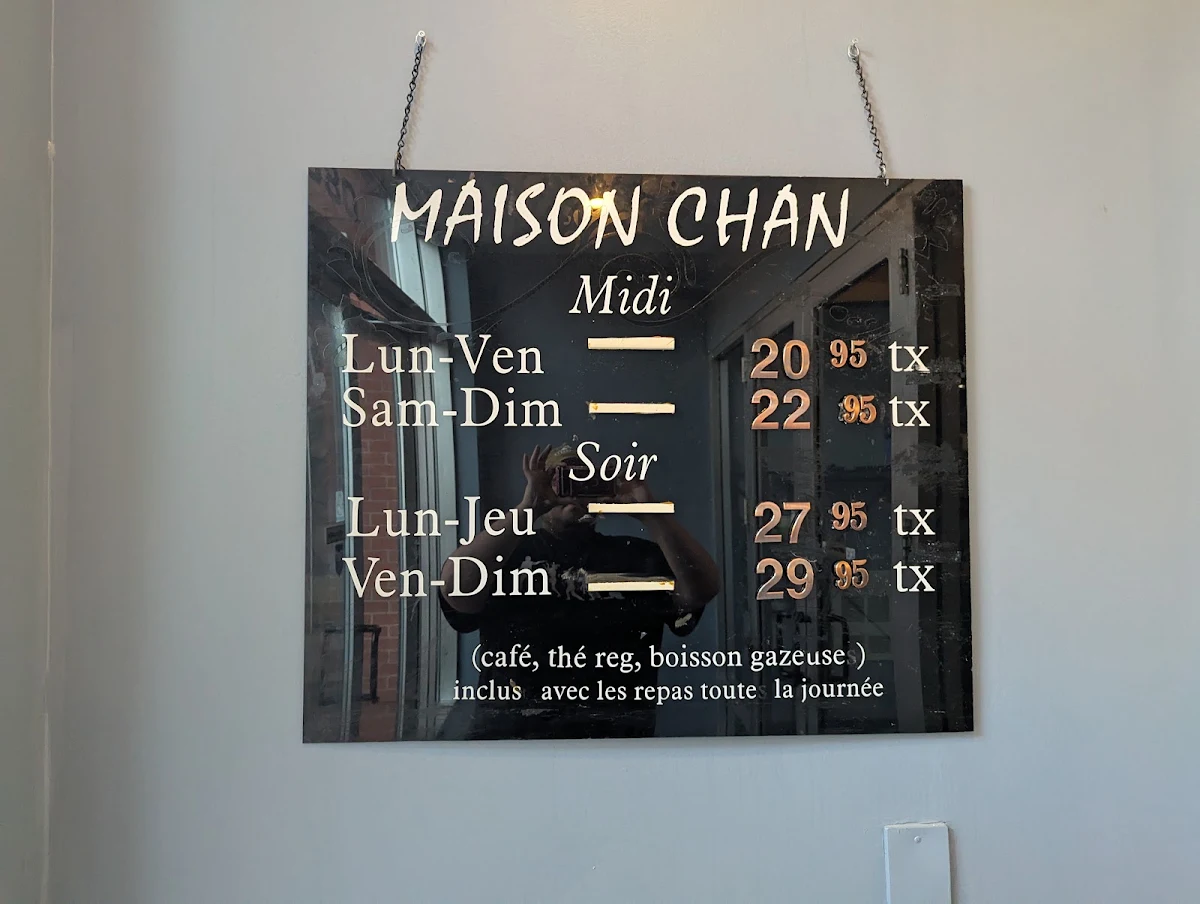 Menu, Buffet Maison Chan