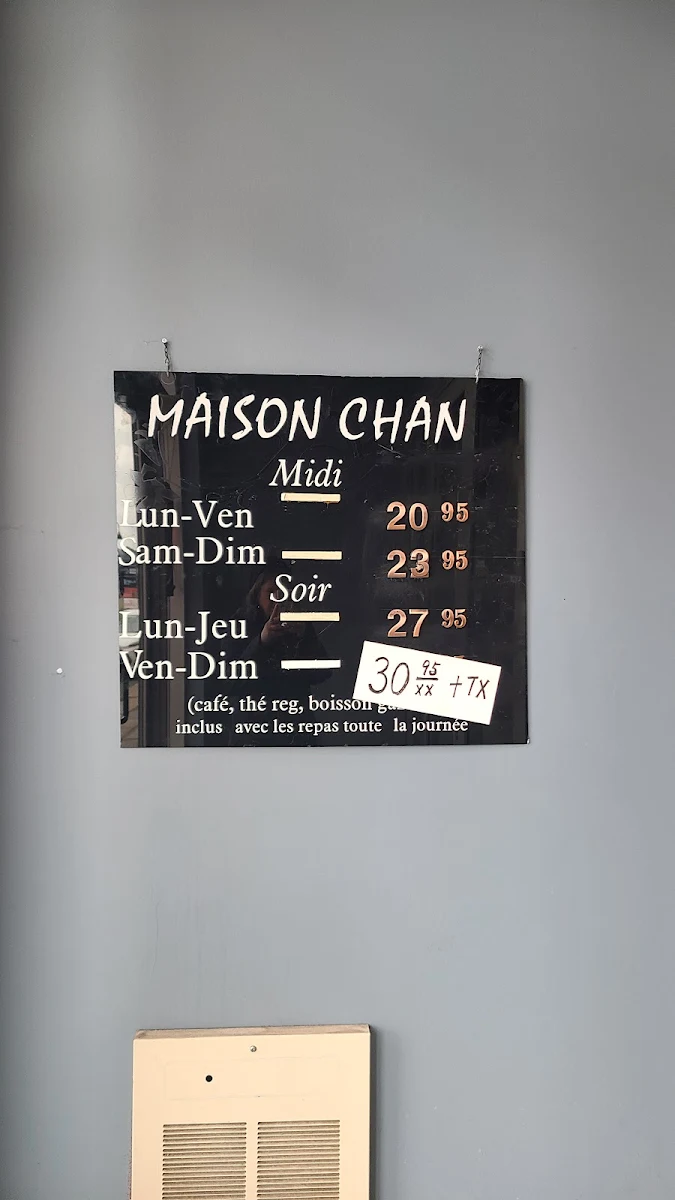 Menu, Buffet Maison Chan