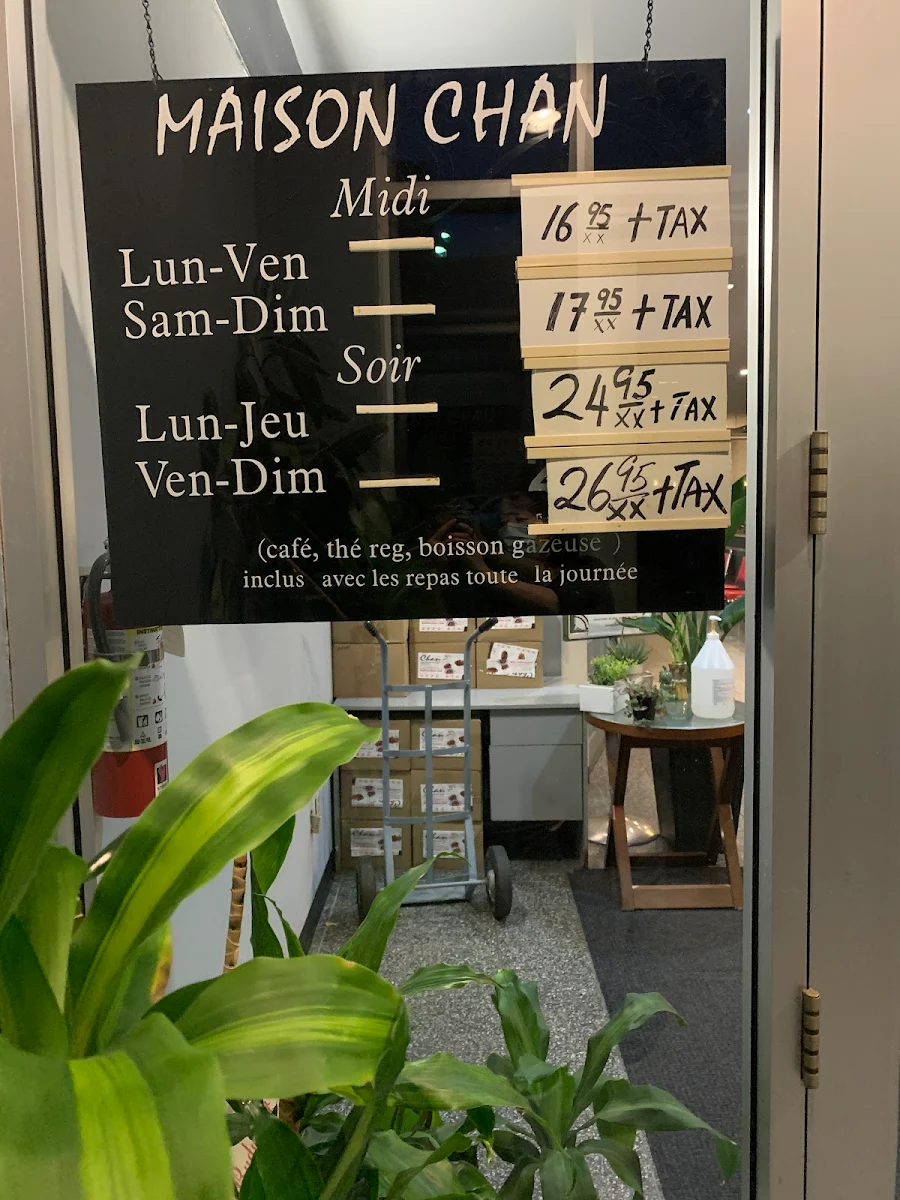 Menu, Buffet Maison Chan