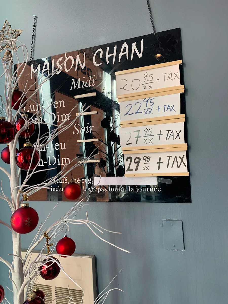 Menu, Buffet Maison Chan