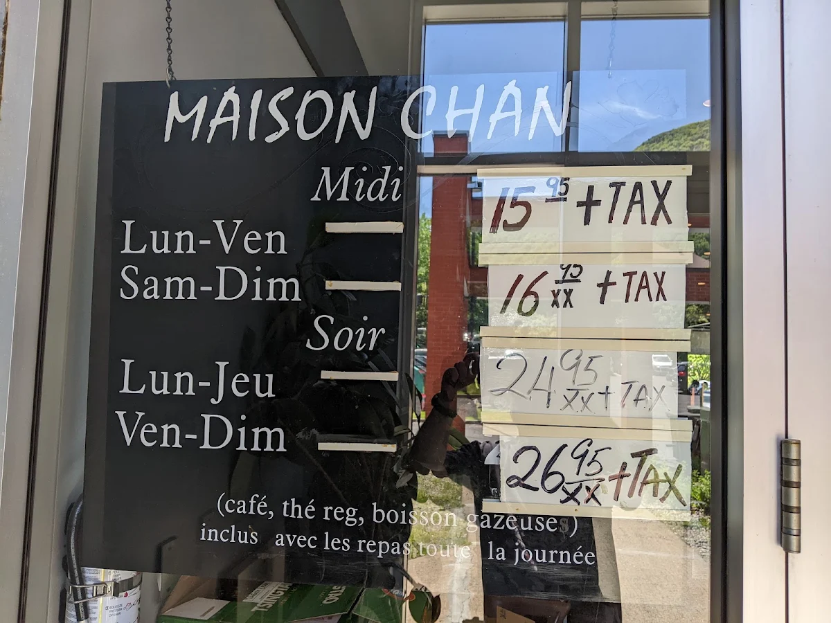 Menu, Buffet Maison Chan