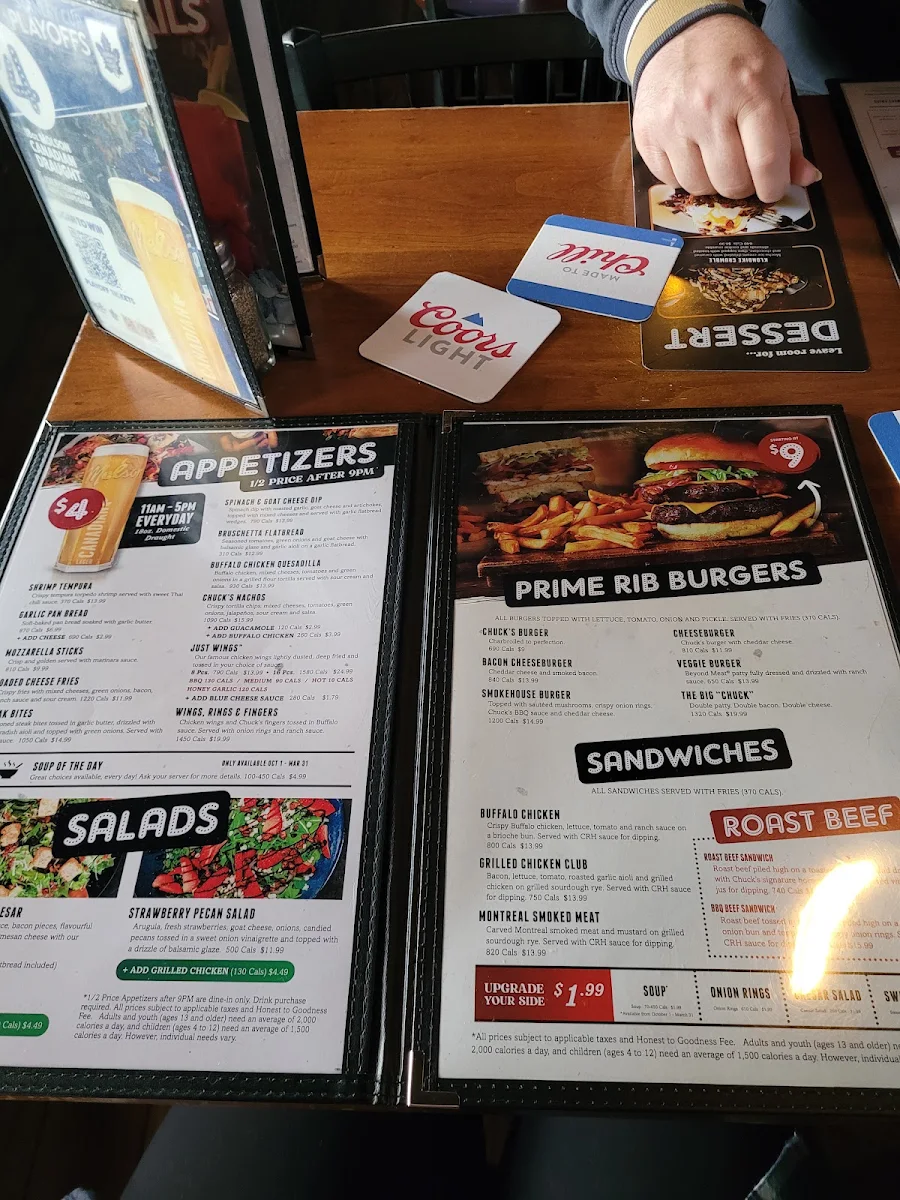 Menu, Chuck’s Roadhouse Bar and Grill