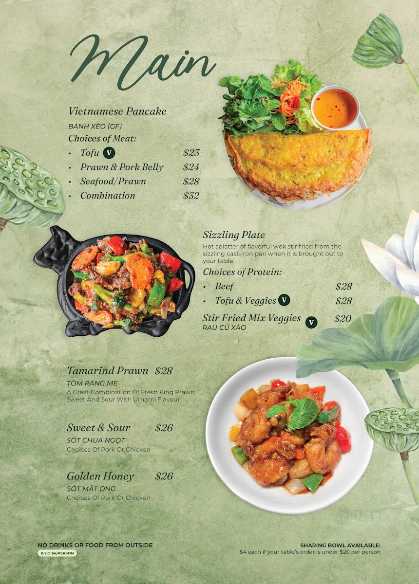 Menu, Xin Chào Vietnamese Cuisine