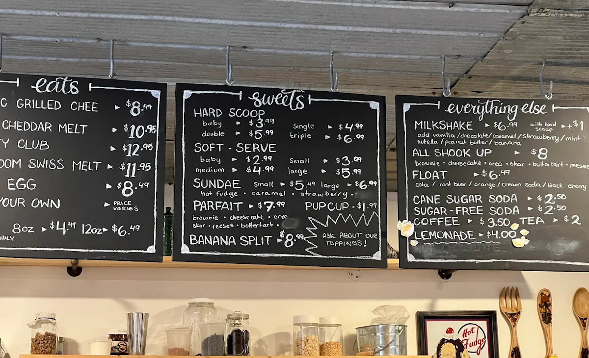 Menu, The Tin Roof Cafe & Creamery