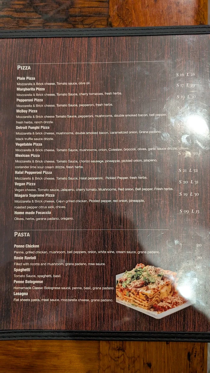 Menu, McMan Pizza (Detroit Style Pizza)