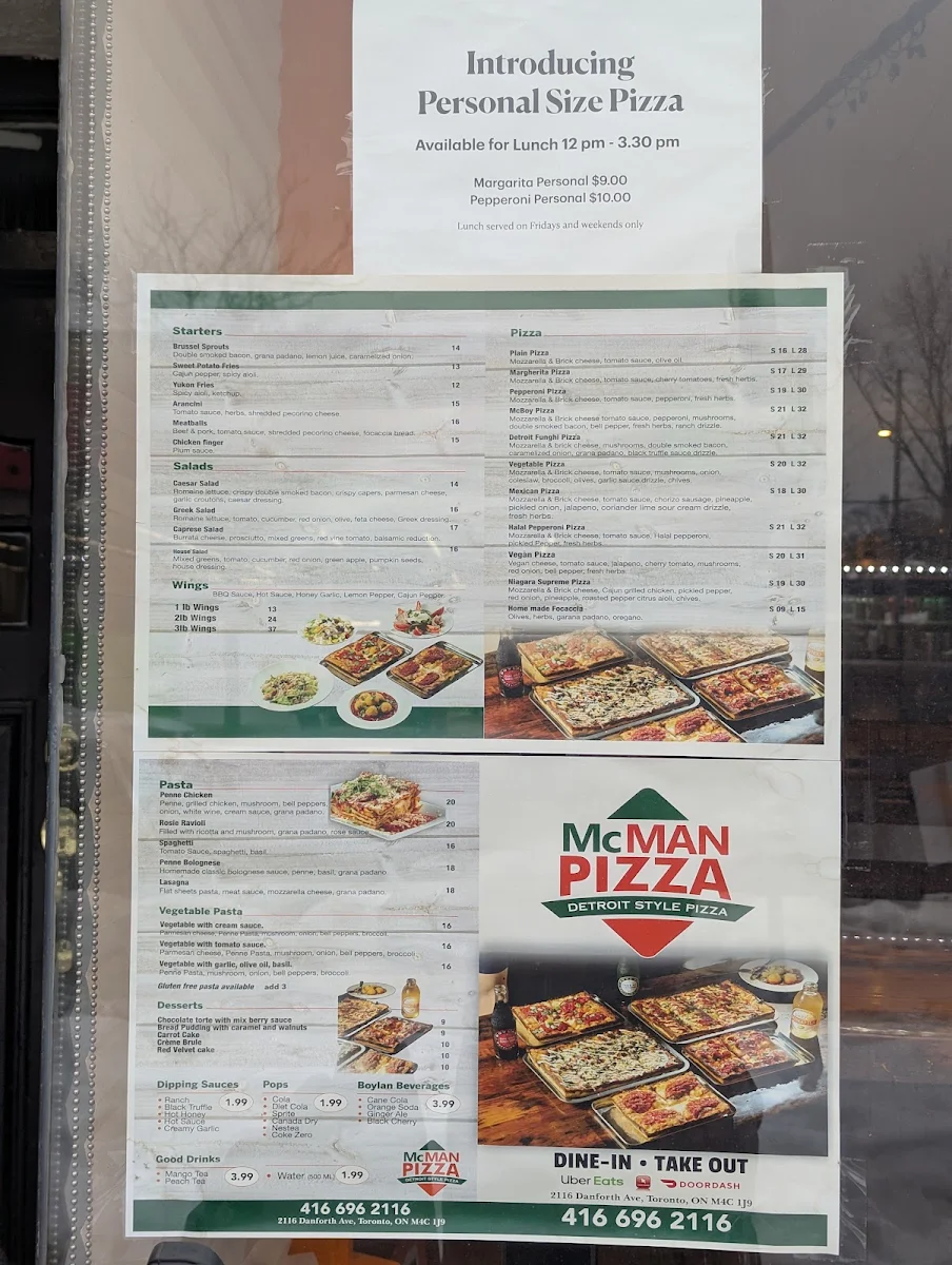 Menu, McMan Pizza (Detroit Style Pizza)