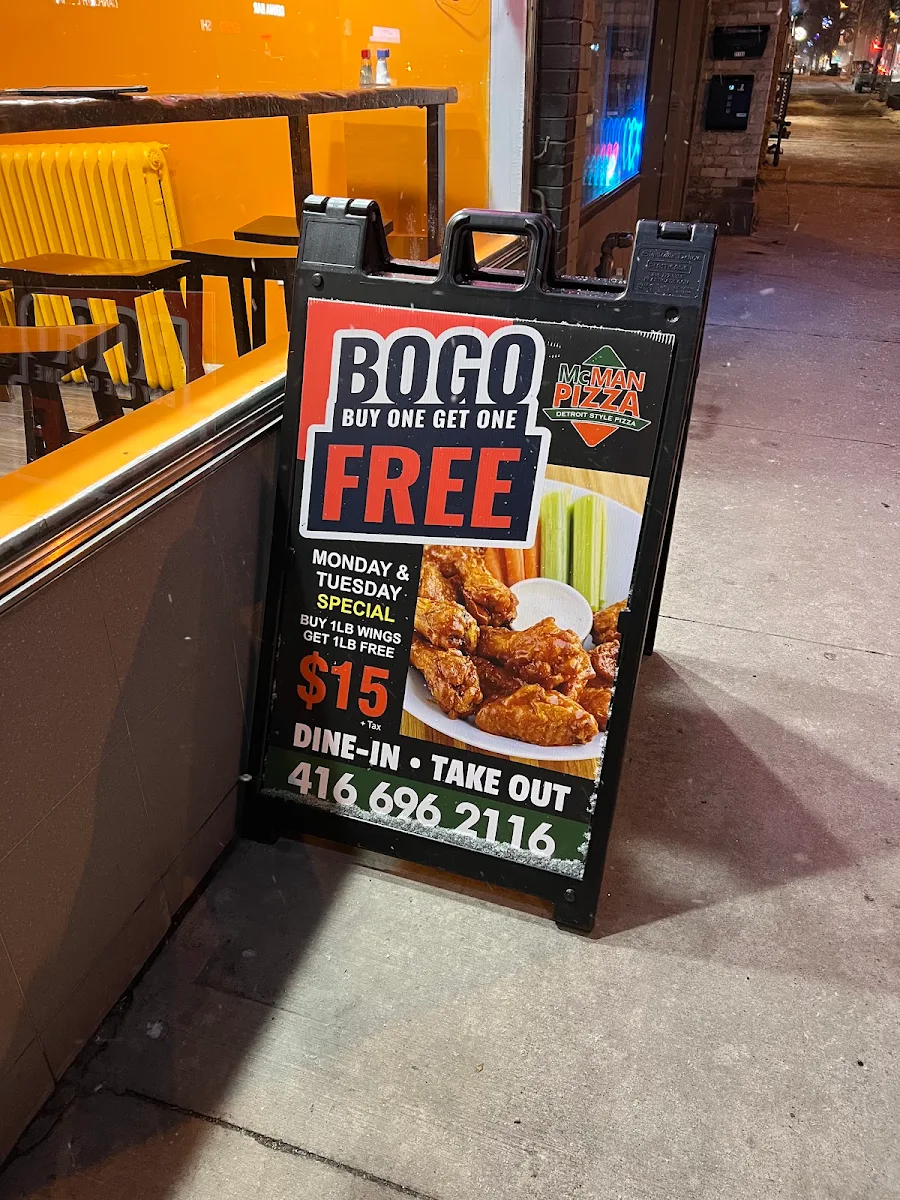 Menu, McMan Pizza (Detroit Style Pizza)