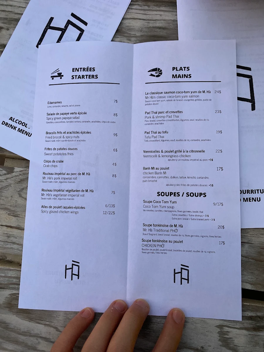 Menu, HÀ Vieux-Montréal