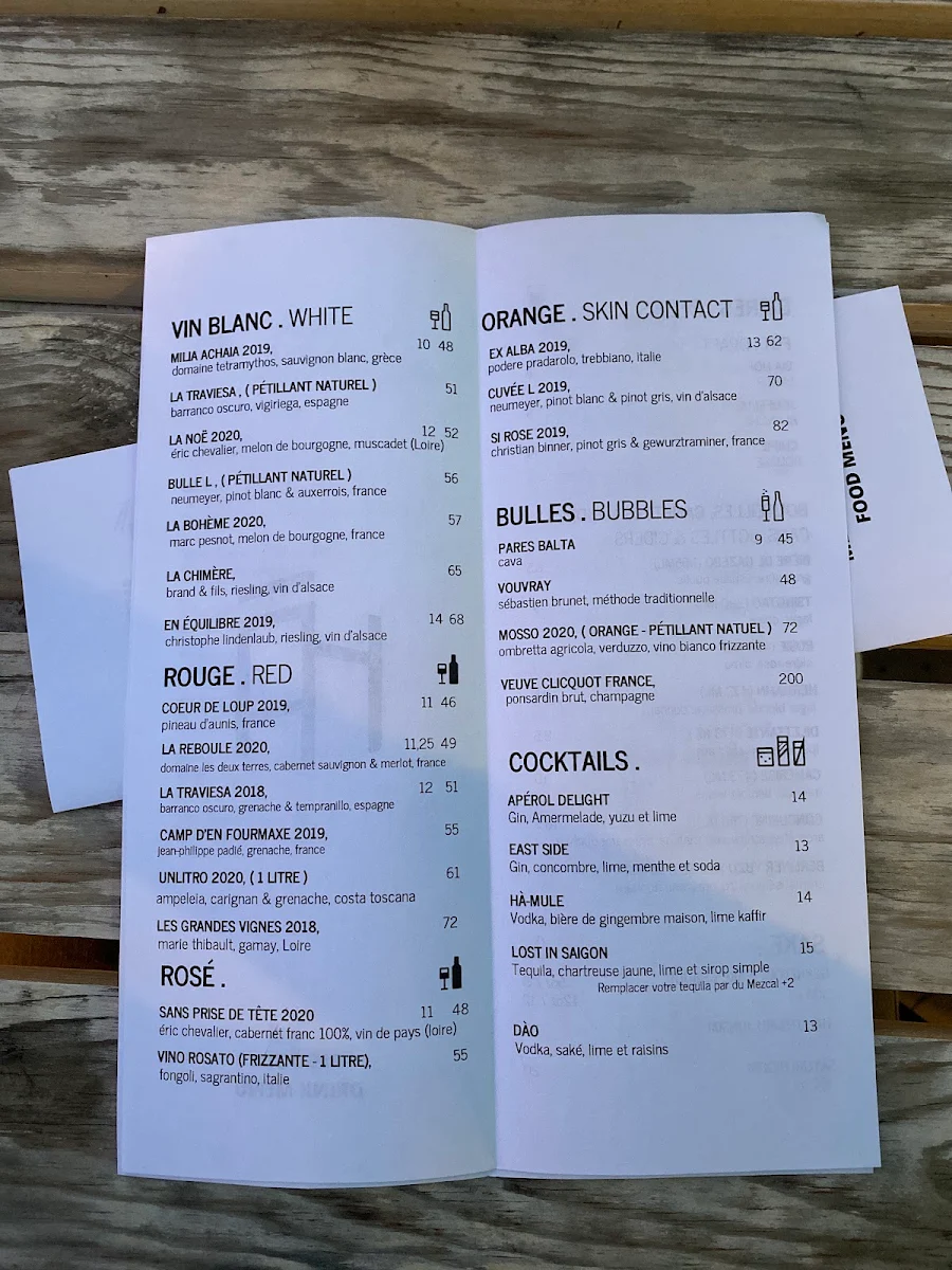 Menu, HÀ Vieux-Montréal