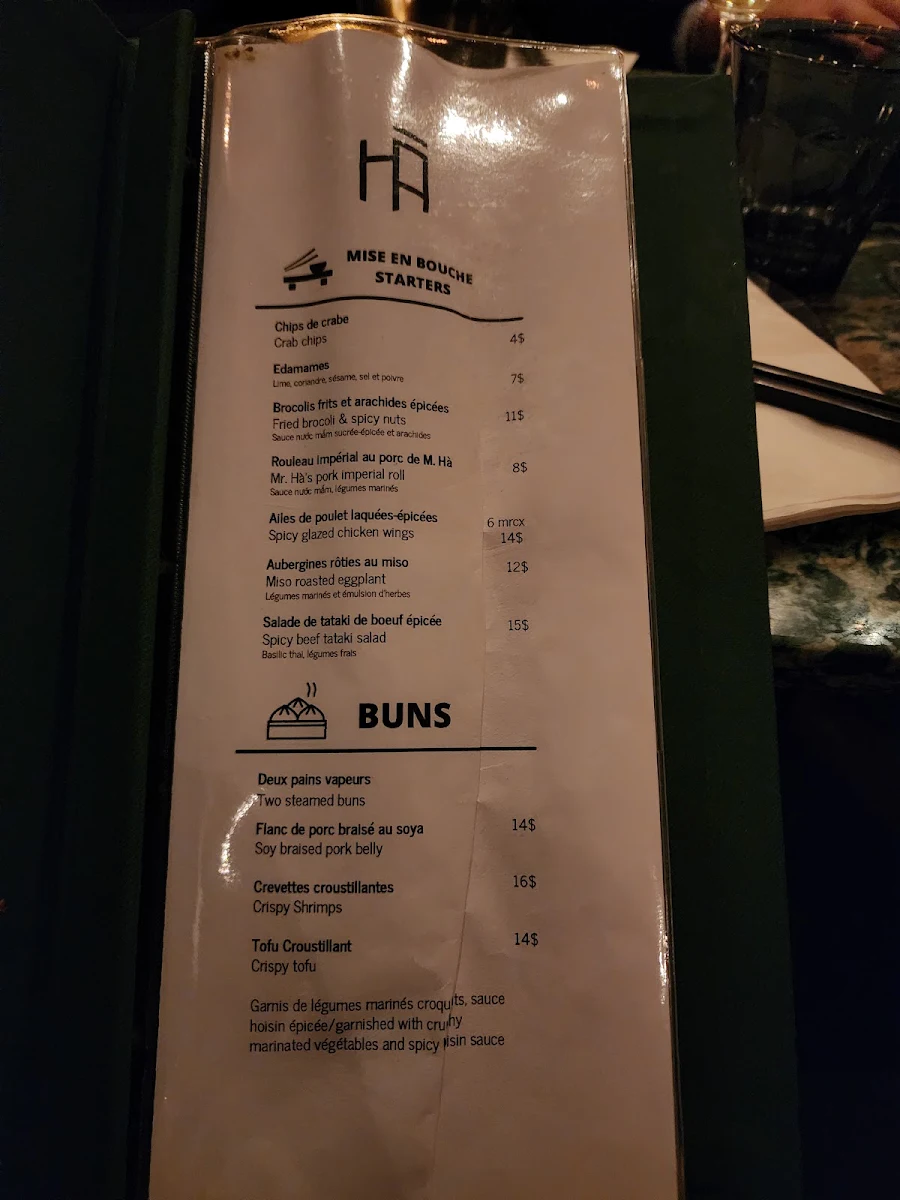 Menu, HÀ Vieux-Montréal