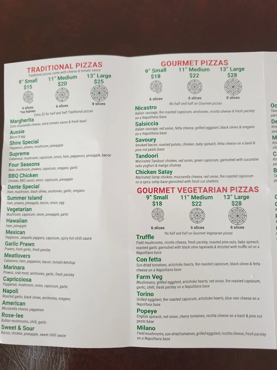 Menu, Fortunato's Pizzeria Sutherland