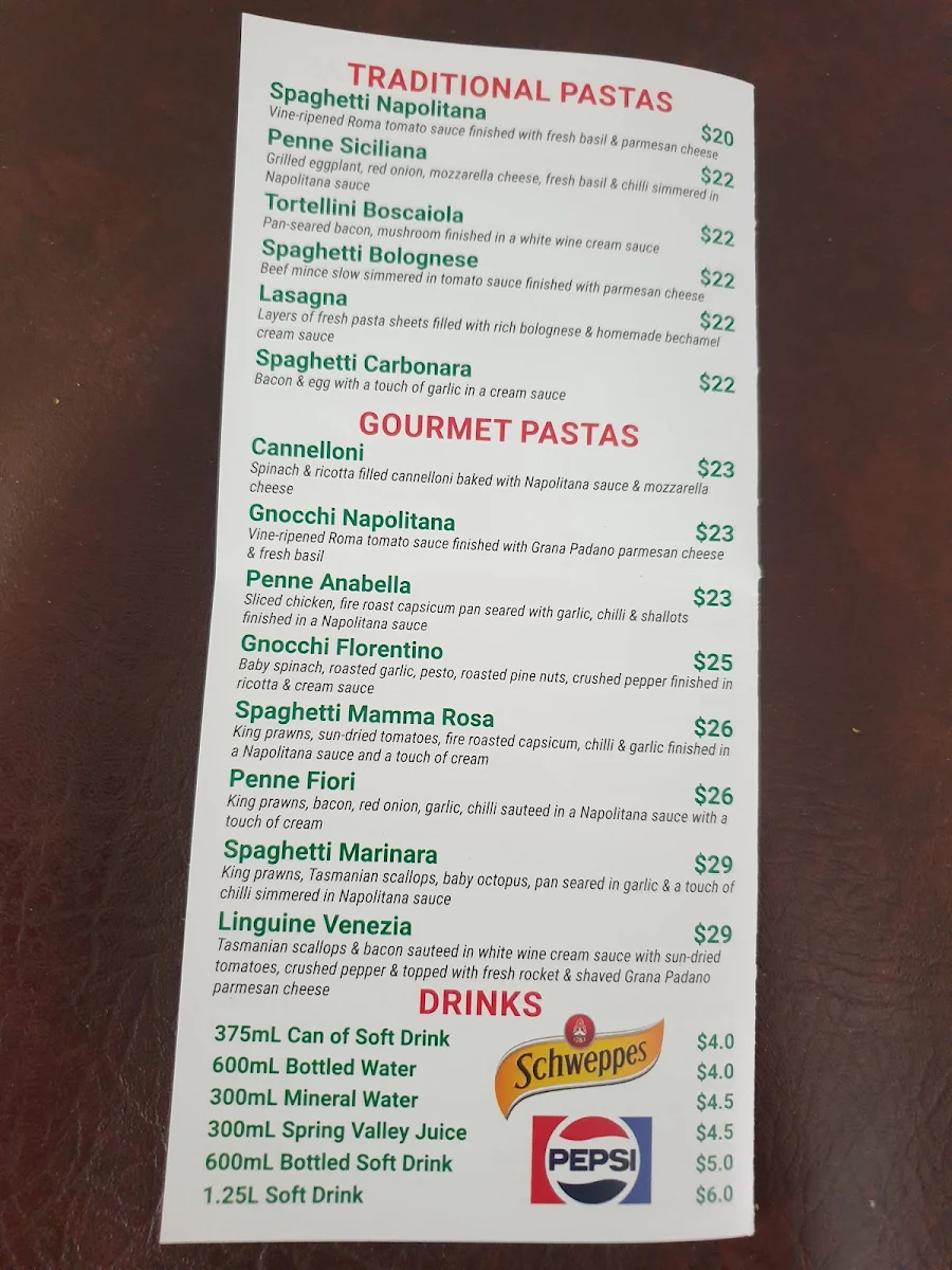 Menu, Fortunato's Pizzeria Sutherland